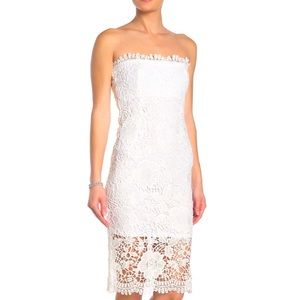 NWT White Strapless Crochet Lace Midi Dress